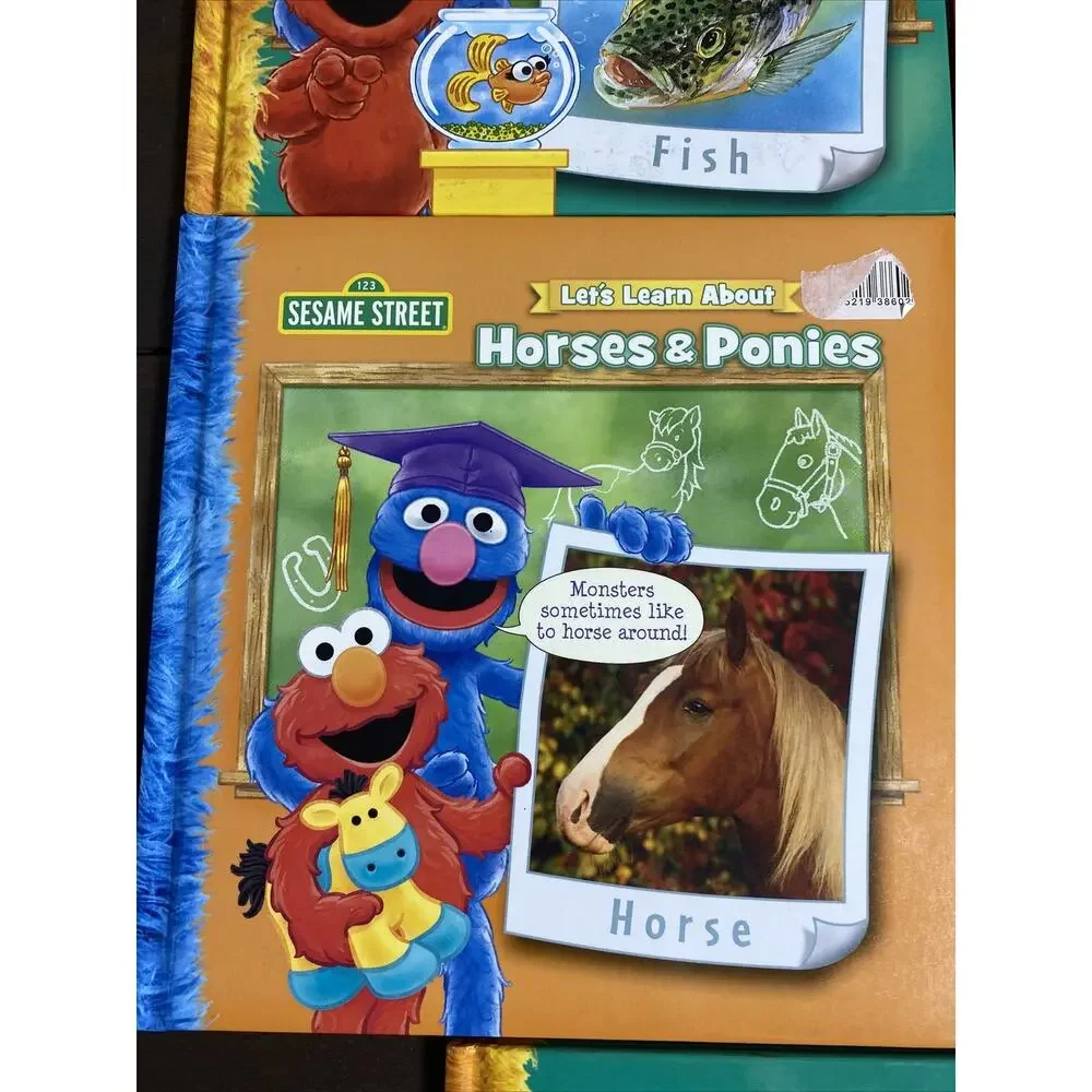 Sesame Street Book Childs Set 5-Horses Airplanes Fish Things That Go Human Body